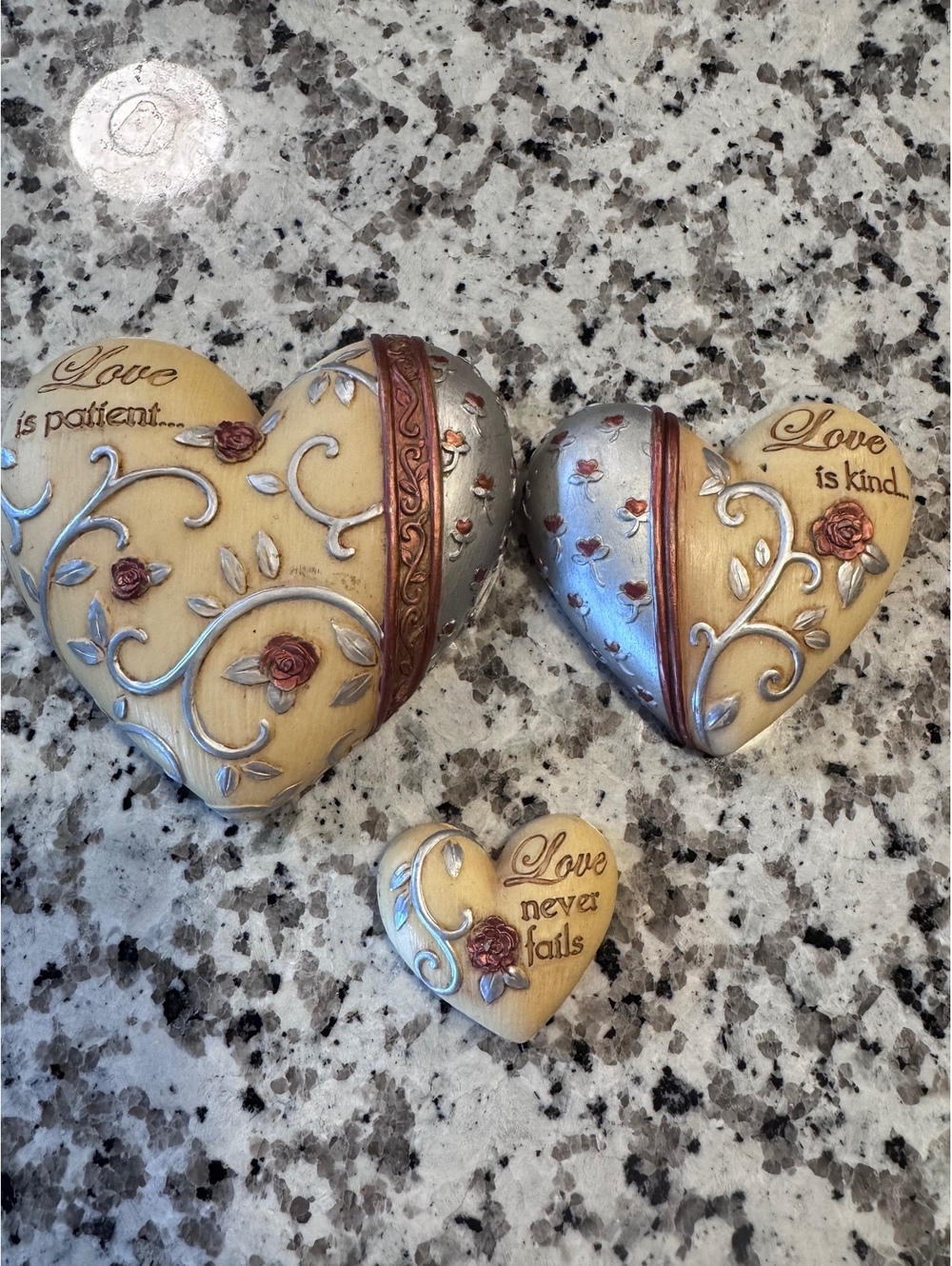 Elements Love Heart Trinket Box Set Pavilion Gift Co 2008 Love Is Patient Kind
